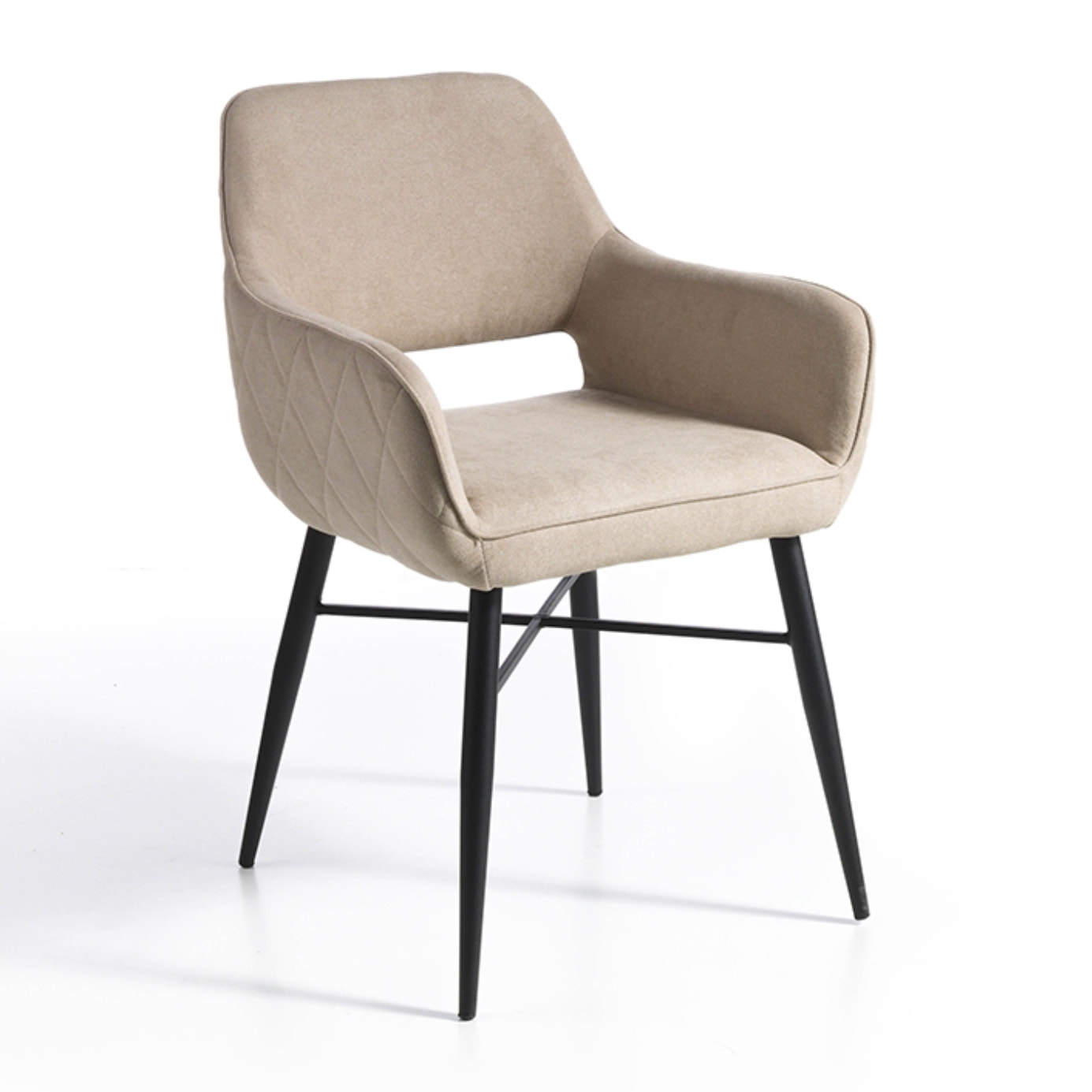 Set 2 sillas ORLANDO - tela beige, negro - 56x48x83cm