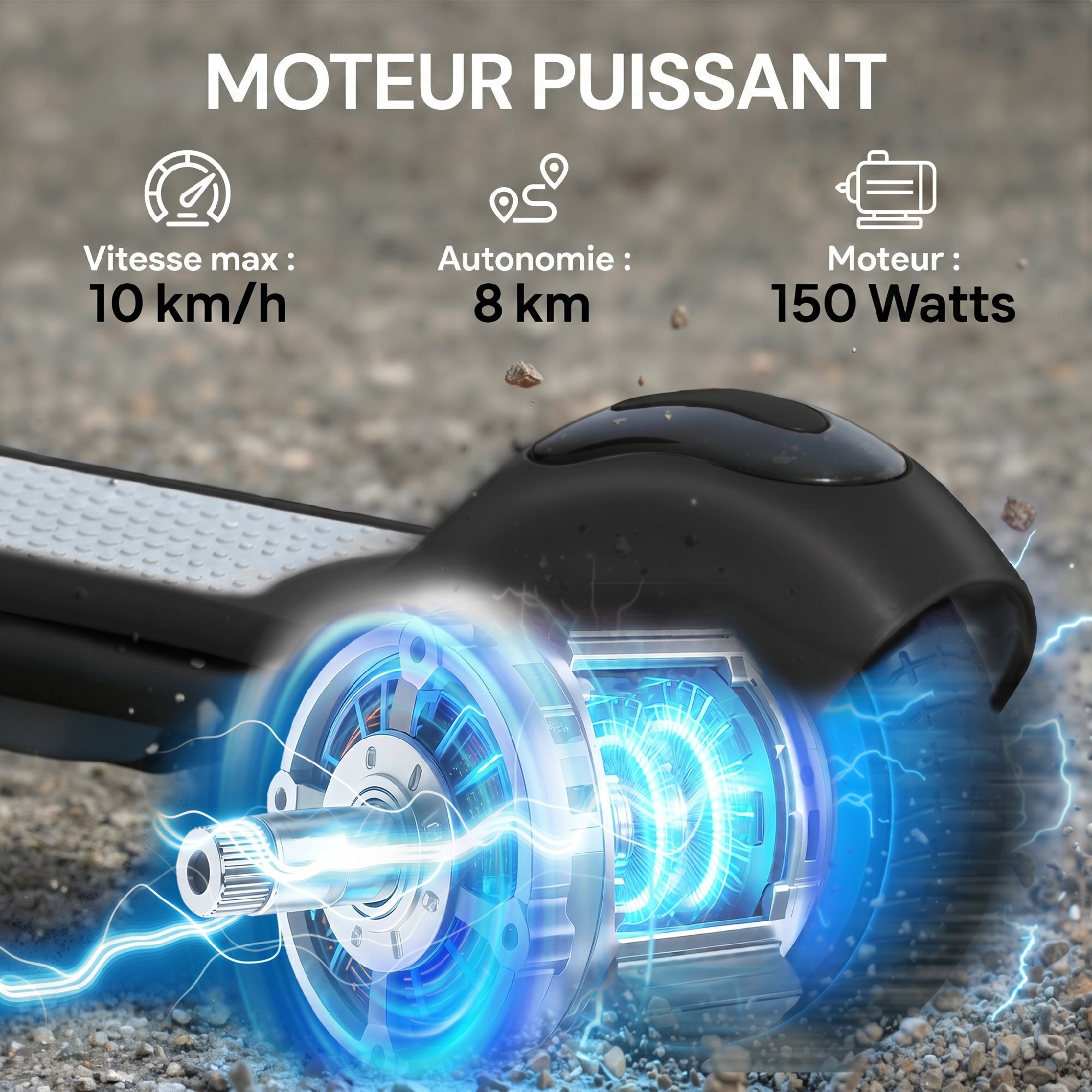 Trottinette électrique enfant écran LED lumières RGB 10 Km/h max. noir