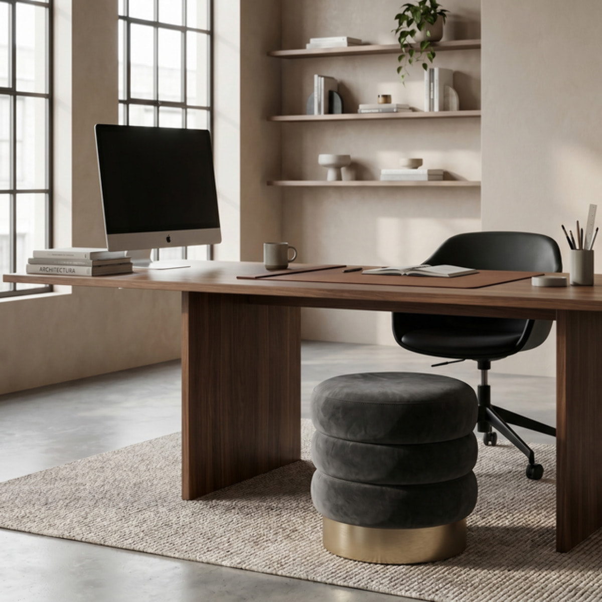 Pouf rotondo in velluto con base oro Ø38x38 cm, sgabello imbottito design moderno elegante, seduta decorativa per salotto camera da letto ingresso cabina armadio, pouf velvet con struttura resistente fino a 100 kg
