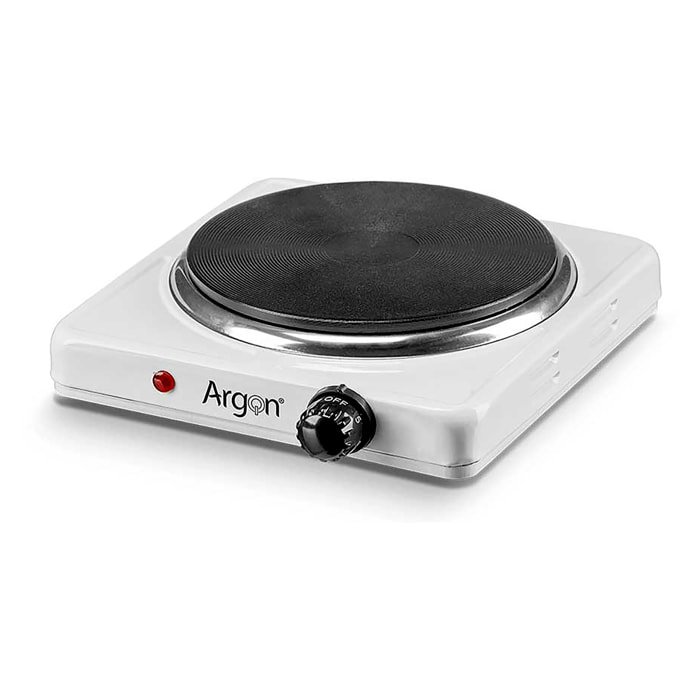 Piastra elettrica bianca. 1500W di potenza e 18.5 cm di diametro.