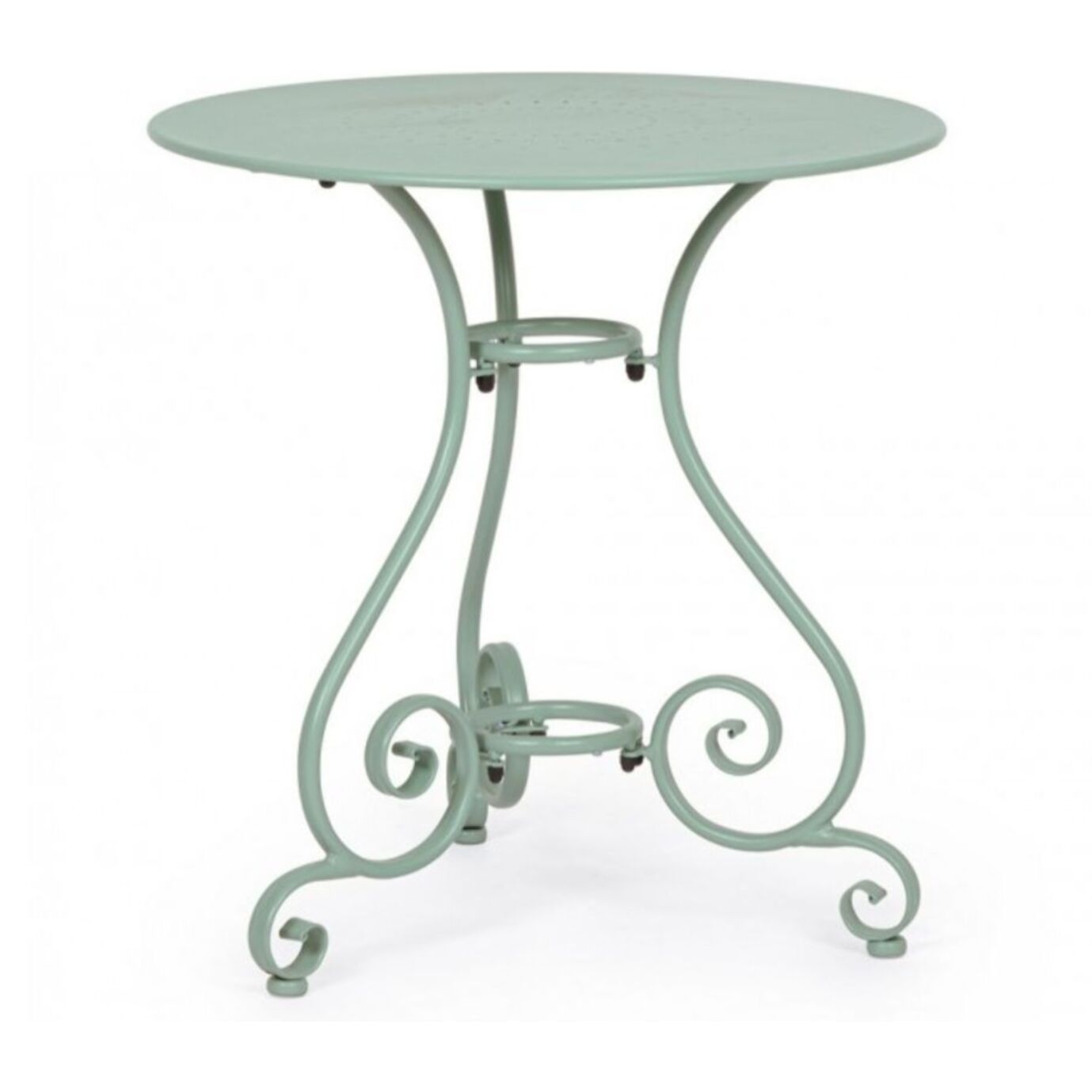 Tavolo ETIENNE in acciaio verde chiaro Ø70 cm