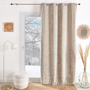 Rideau à oeillets chenille  - Effet peluche - Beige