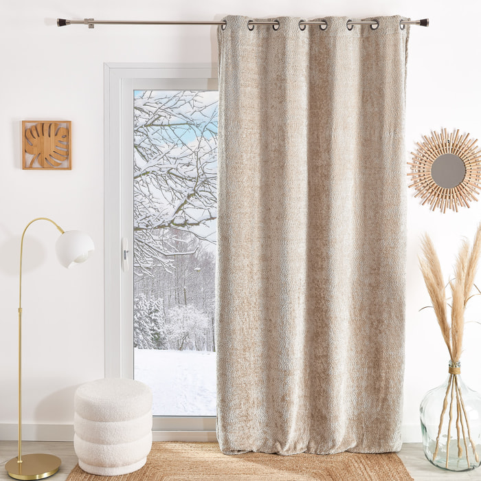 Rideau à oeillets chenille  - Effet peluche - Beige