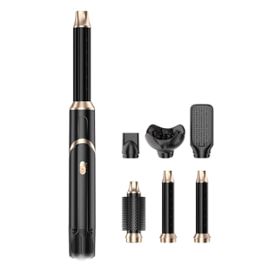Secador de pelo 676. 6 en 1 con iones negativos. Permite alisar, secar, rizar y mucho más. Con 3 temperaturas y 6 accesorios.
