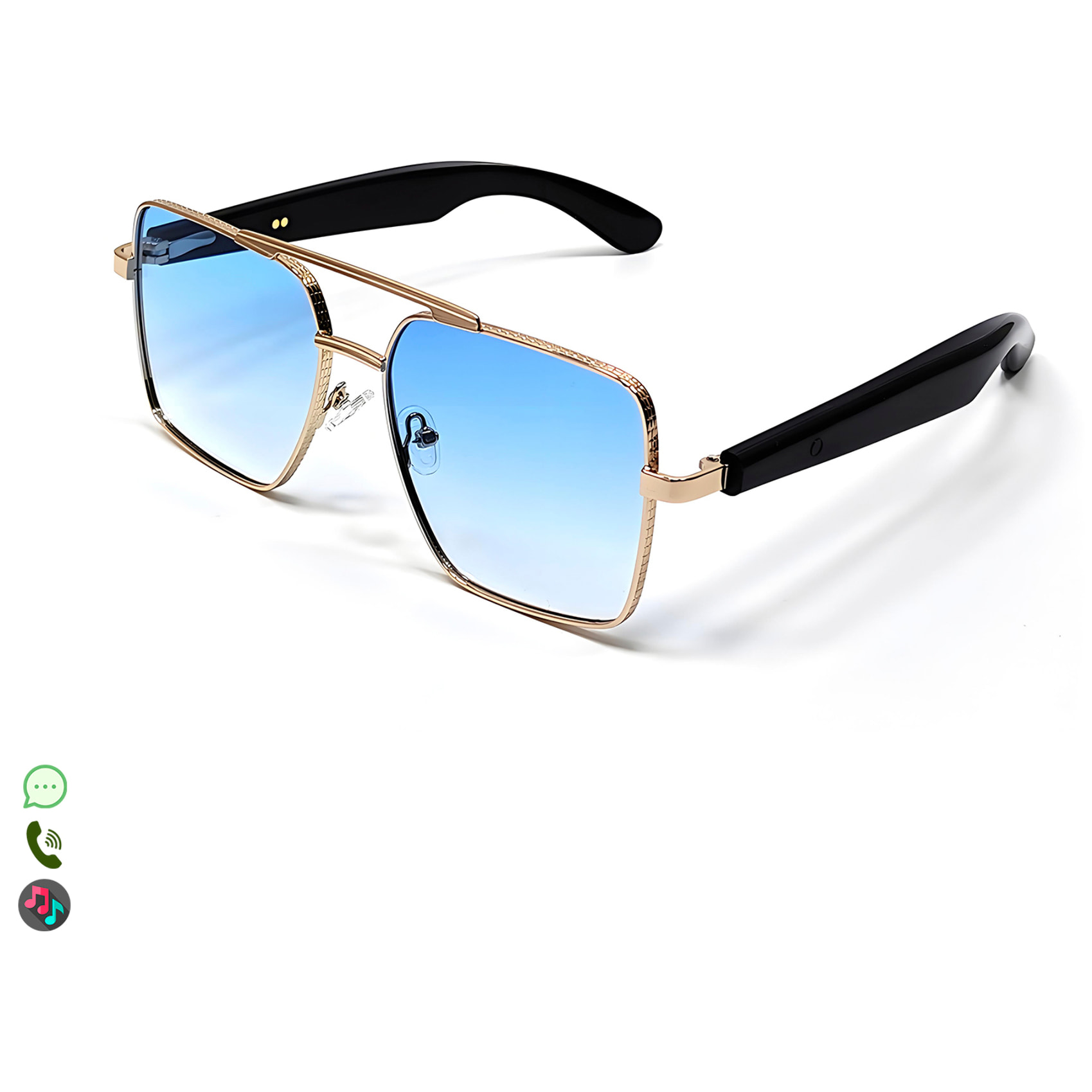 Gafas AI GT-30 con llamadas bluetooth, control remoto de cámara, reproducción de música y asistente de voz.