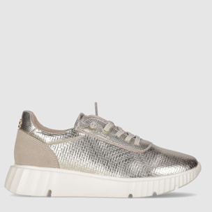 Zapatos de Piel - Platino - Tacón: Bajo