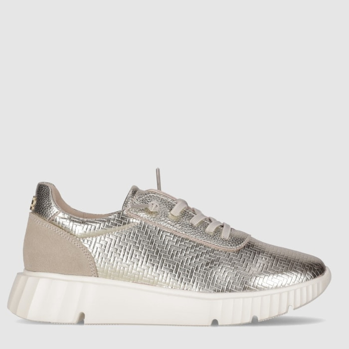 Zapatos de Piel - Platino - Tacón: Bajo