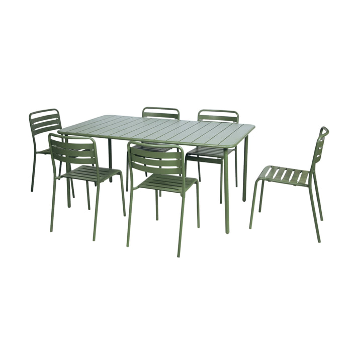 Table de jardin métal + 6 assises ver Amélia