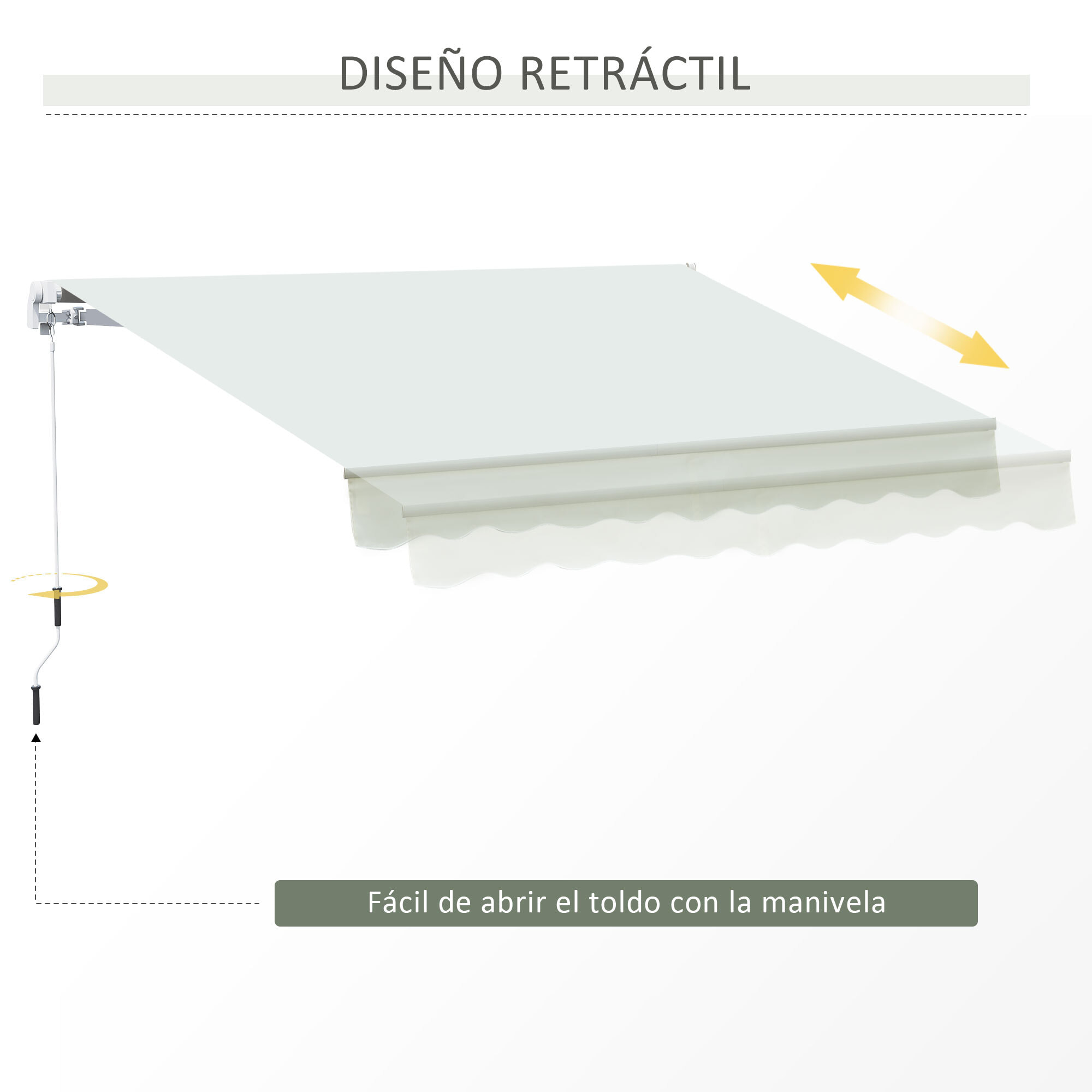 Toldo de Patio Balcón de Aluminio y Poliéster 4x2,5m Blanco