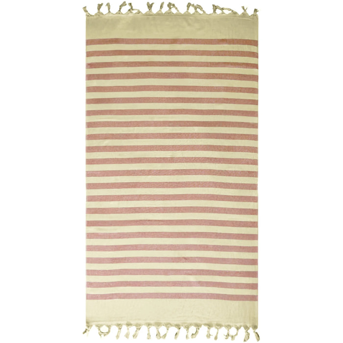 Fouta doublée éponge - Fidji Cannelle - 90x160cm - 340g/m²