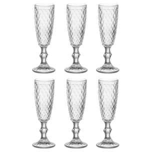 Confezione da 6 coppe da champagne diamante trasparenti 170 ml