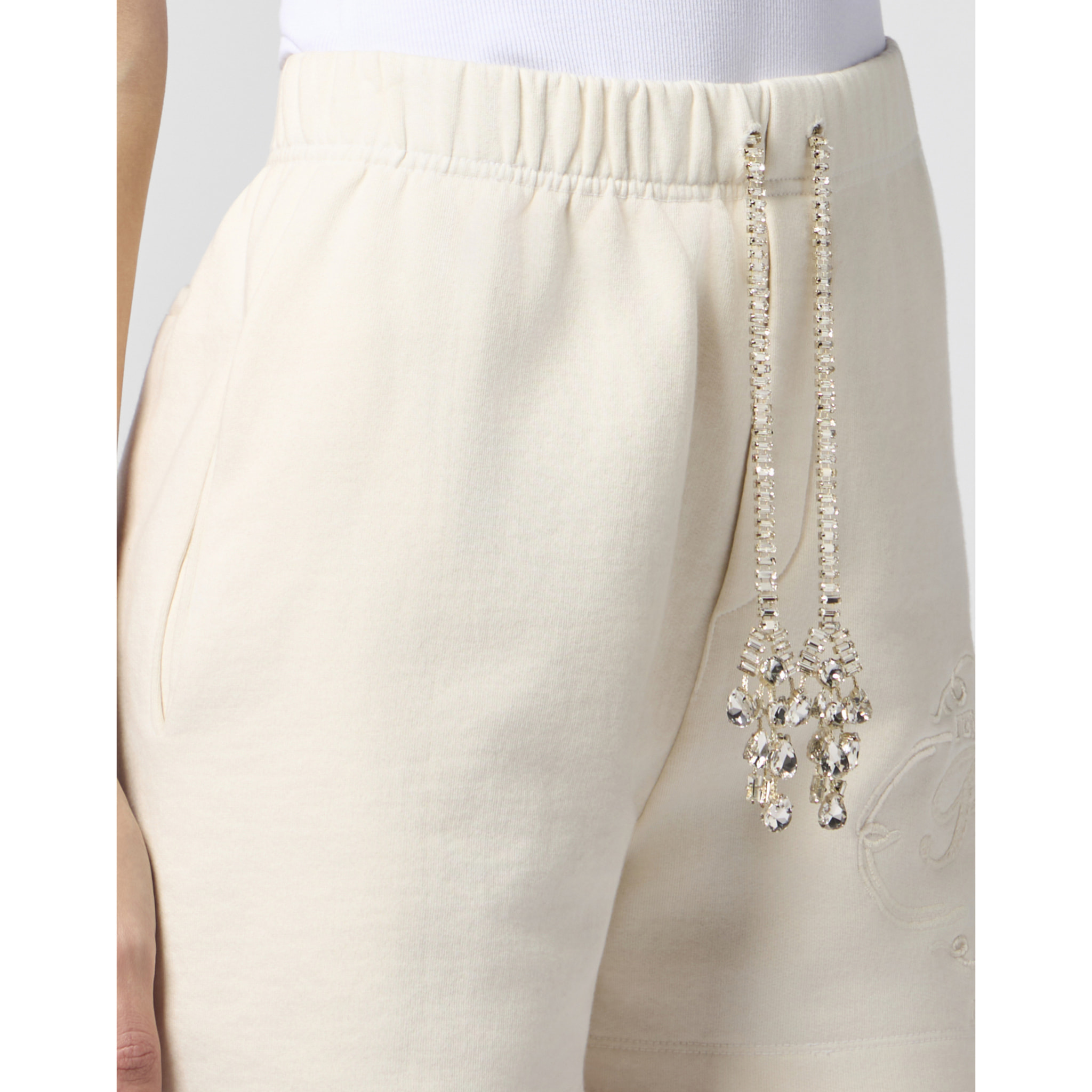 PHILIPP PLEIN Washed Fleece Shorts Tennis Club Crystals