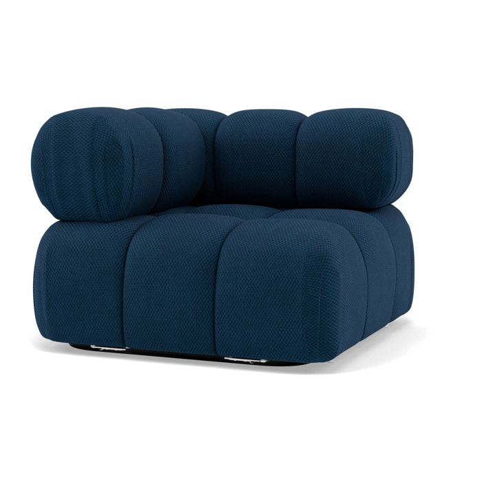 Ruby - module d'assise d'angle gauche en velours texturé - Bleu