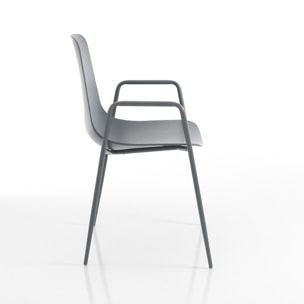 Tomasucci lot de 4 chaises d'intérieur/extérieur avec accoudoirs OSLO GRIS PLUS
