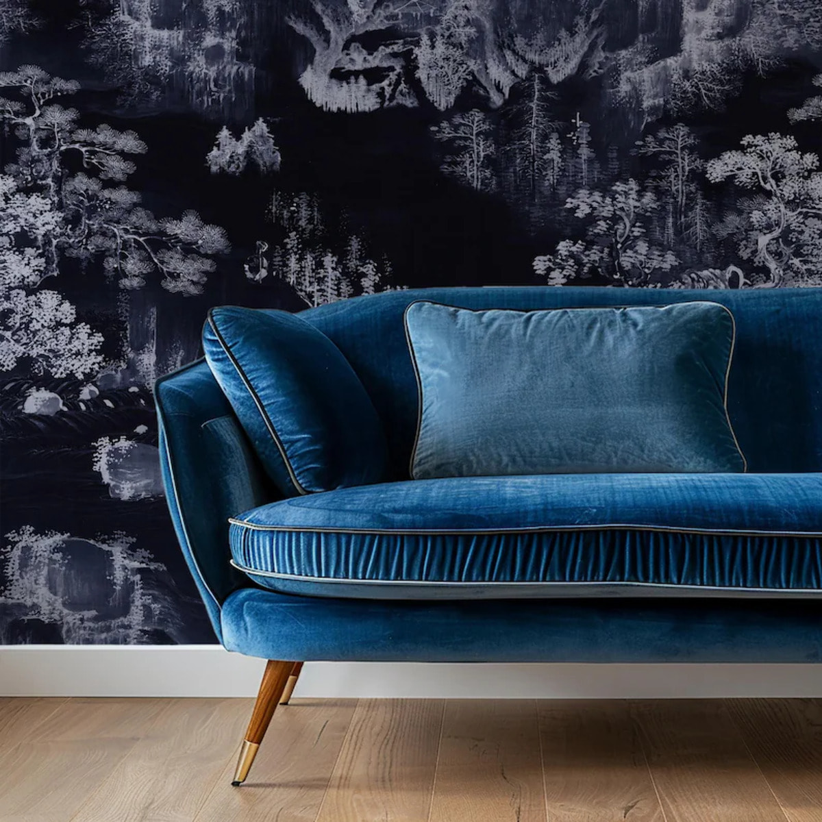 Carta da Parati Murale Asiatica Blu Notte