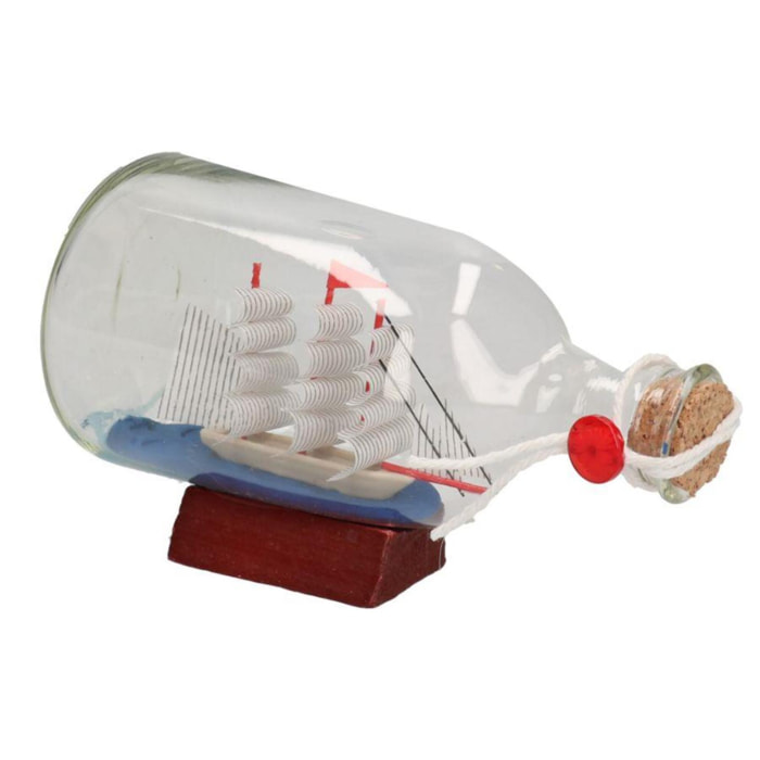 Bottiglia in vetro con barca cm13,5x6,5