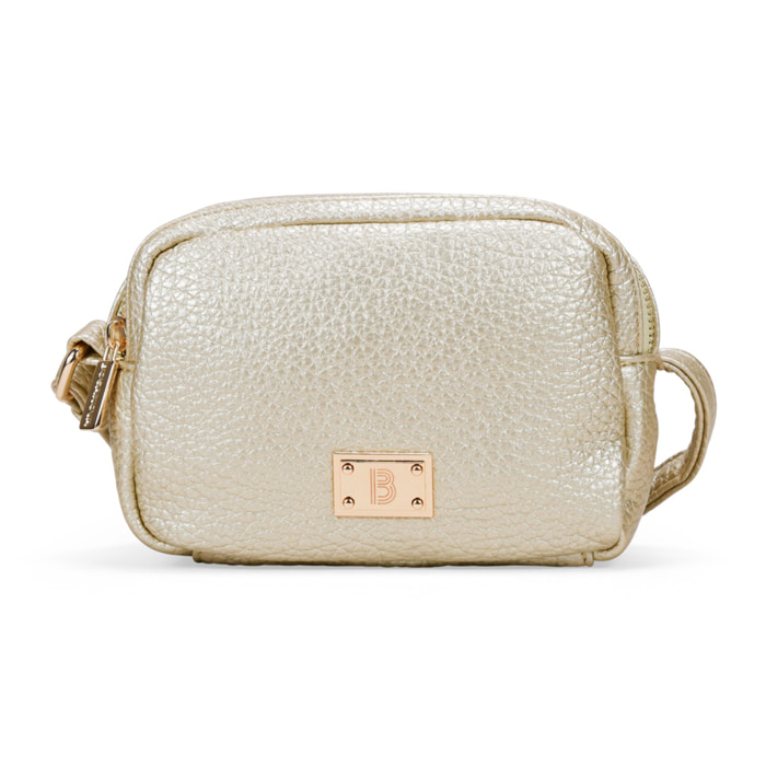 Bolso bandolera dorado con doble cremallera