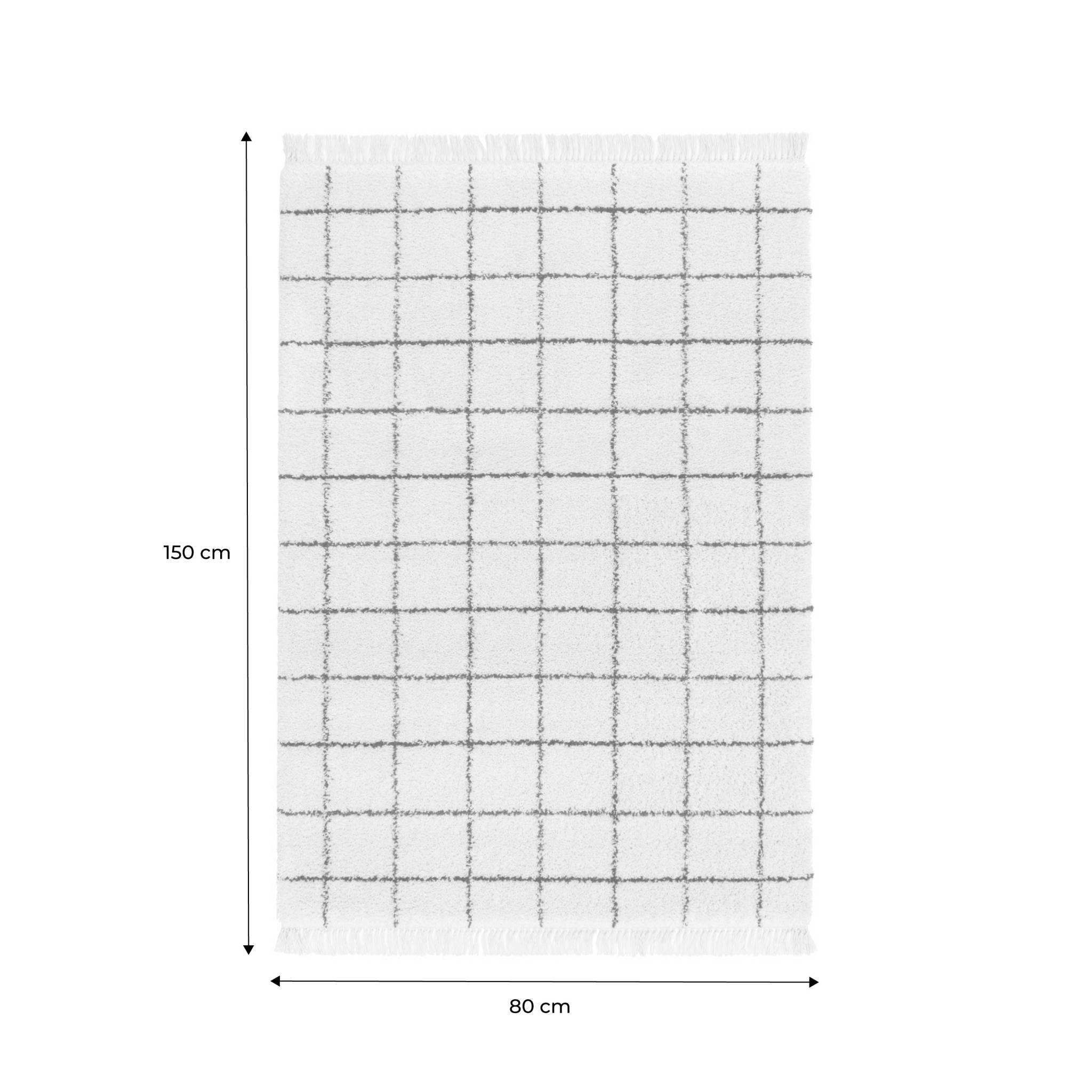 Tapis intérieur shaggy motif quadrillage multicolore avec franges Edward 80x150cm