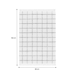 Tapis intérieur shaggy motif quadrillage multicolore avec franges Edward 80x150cm