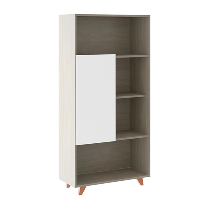 Estantería AURO - 1 puerta y 4 huecos - blanco - 70x31,3x141,5cm