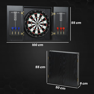 Cible de fléchettes - armoire à fléchettes - jeu de fléchettes - effet bois noir