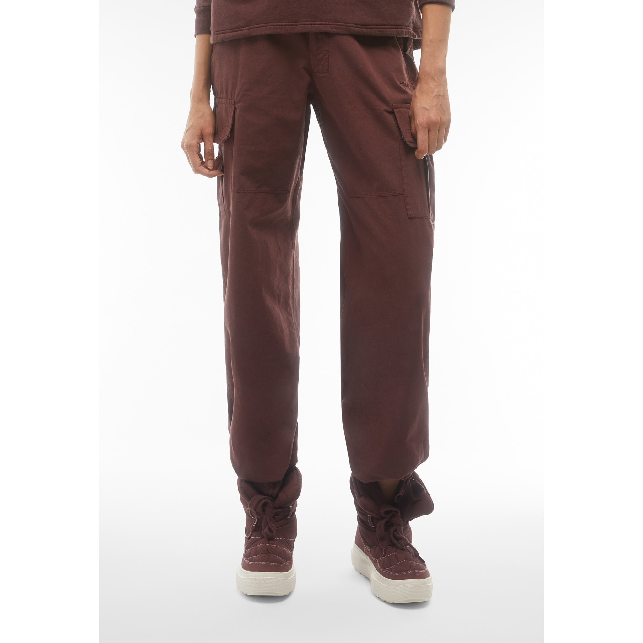 Pantaloni cargo in canvas tinto capo