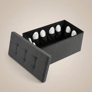 Pouf contenitore imbottito in tessuto con seduta lunga, panca multifunzione con spazio interno, ideale come poggiapiedi, seduta o contenitore, pratico e versatile per soggiorno, camera o ingresso, facile da pulire, dimensioni 76x34x34 cm