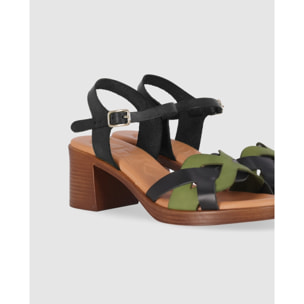 Sandalias de Piel - Multi-Kaki - Tacón: 5 cm