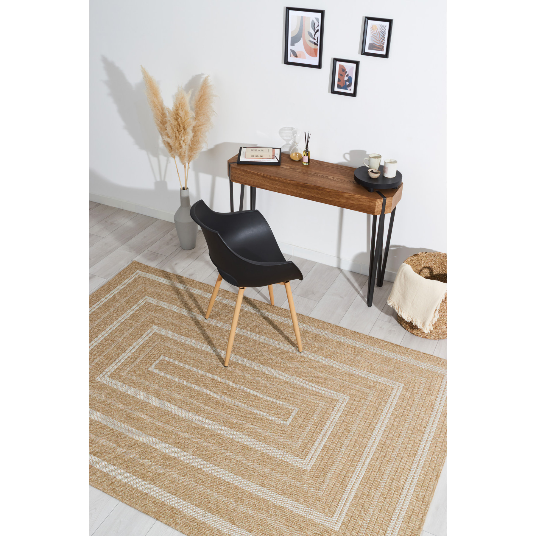 Nature - tapis effet jute blanc