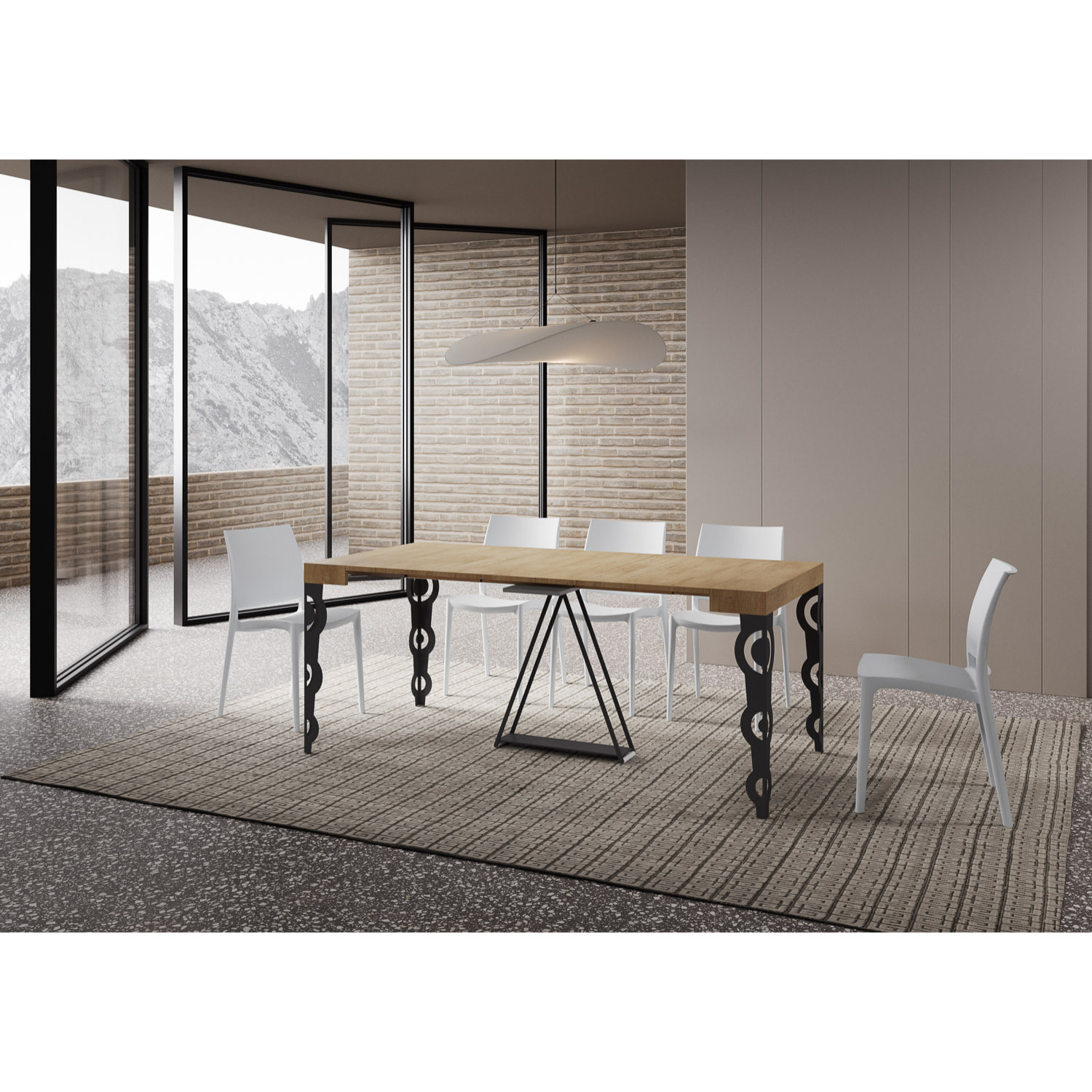Consola extensible 90x40/300cm Aceres roble natural estructura antracita