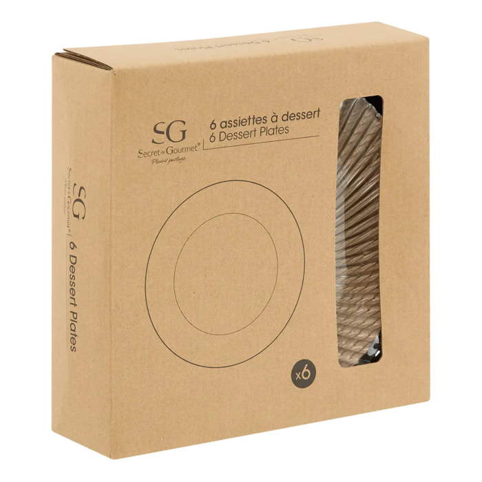 Lot de 6 Assiette dessert Odyssee transparent D20,5xH1,8cm