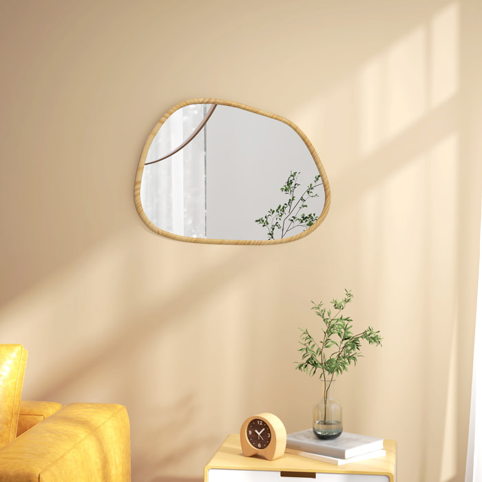 Miroir mural décoratif forme organique dim. 80L x 60H cm cadre bois de pin verni