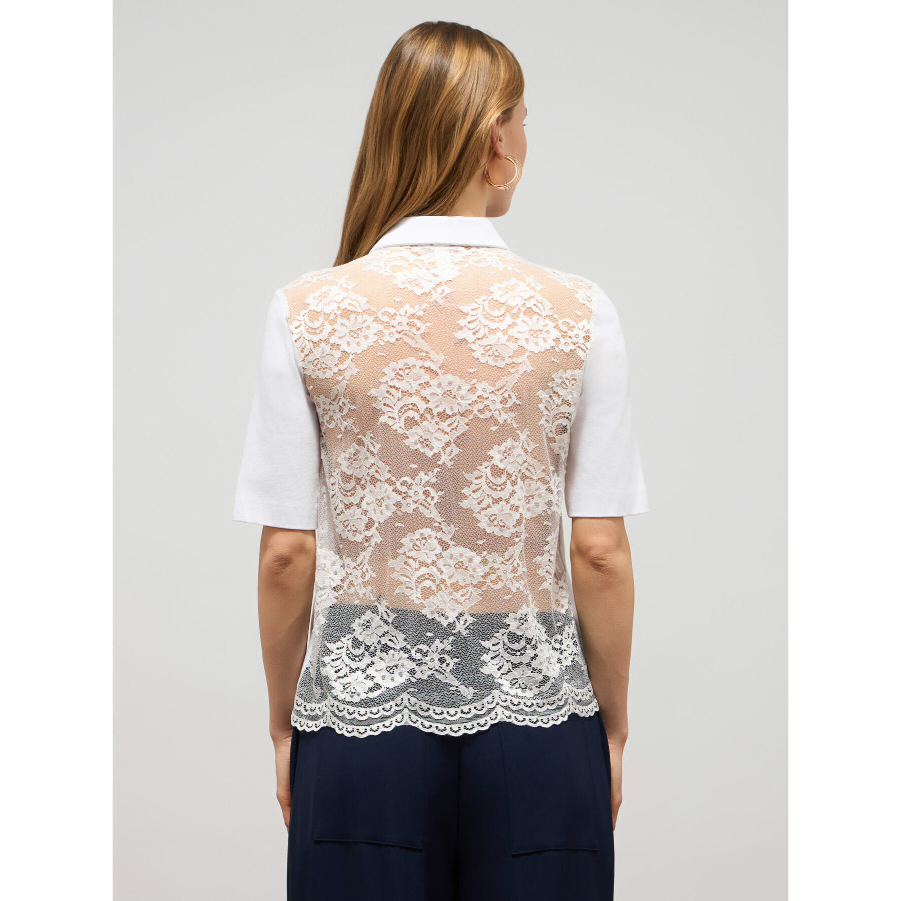 Oltre - Polo con espalda de encaje - Blanco