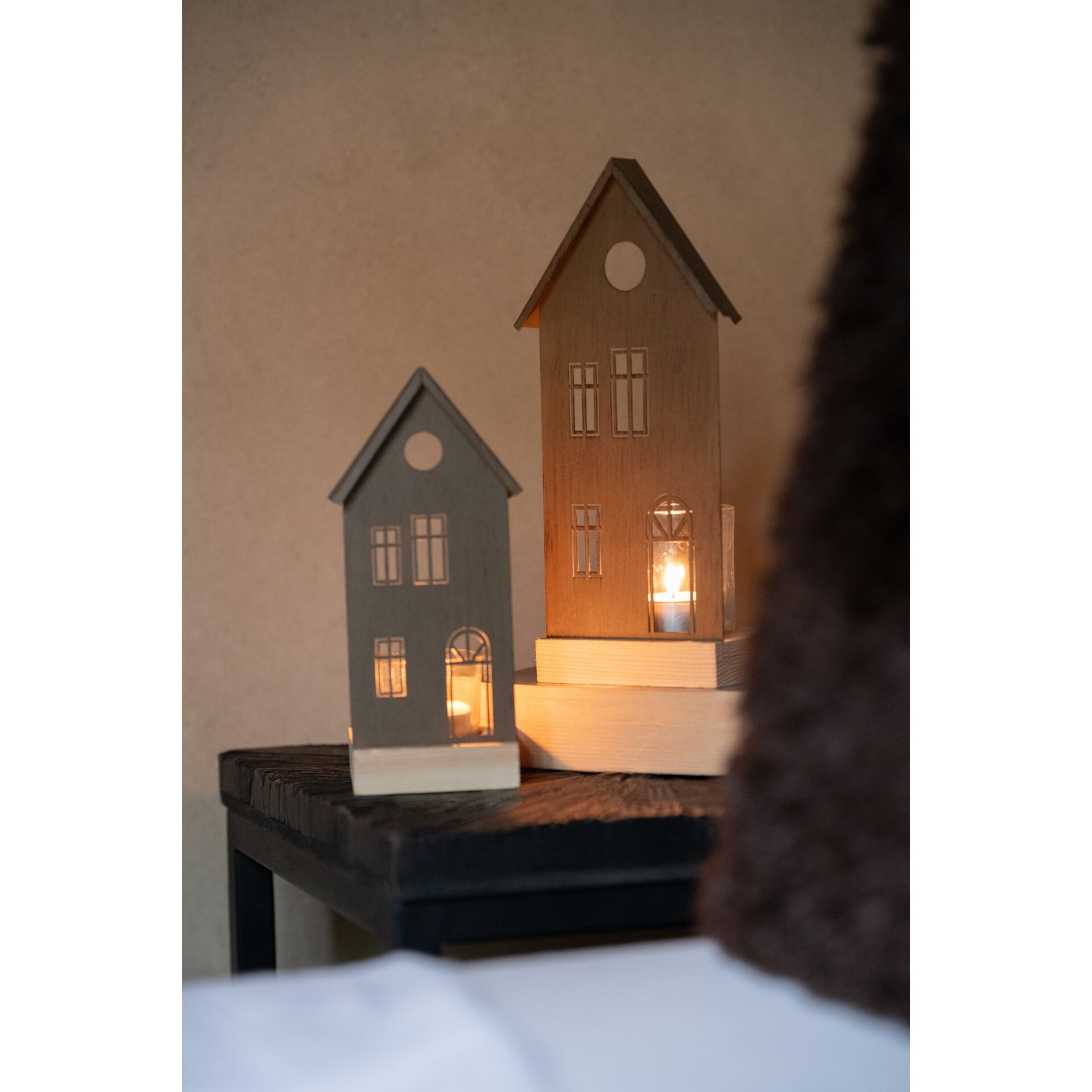 J-Line photophore maison - fer - marron - large