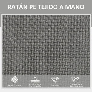 Outsunny Tumbona de Ratán Sintético Plegable Tumbona para Jardín con Respaldo Ajustable en 5 Niveles y Marco de Acero Carga 150 kg para Patio Terraza Gris
