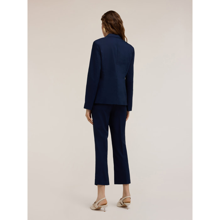 Motivi - Blazer monopetto in cotone tecnico - Blu