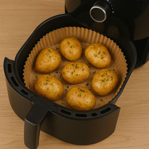 Juego de 50 papel para hornear airfryer con aceite de silicona - diámetro 20x4,5cm - peso 114g