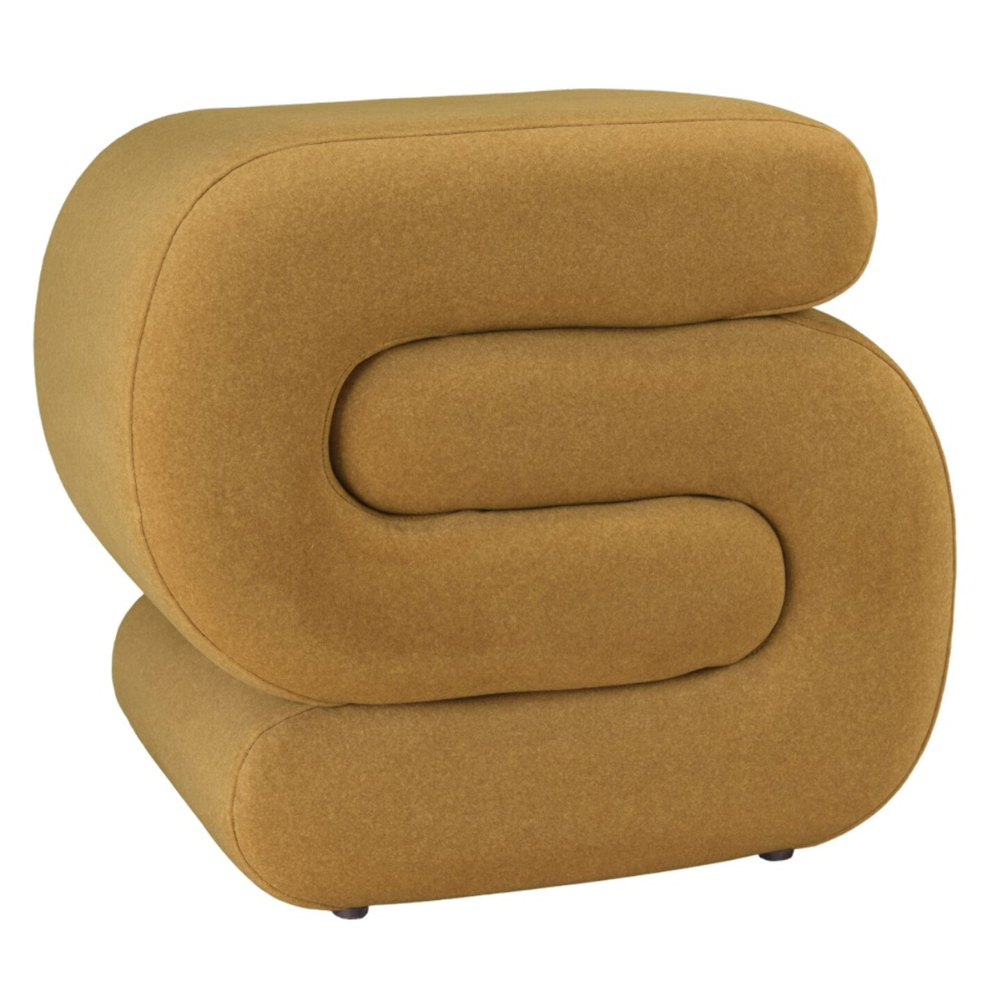 LEOPOLD - Pouf en tissu effet velours jaune moutarde