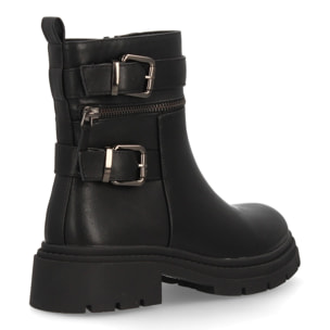 Botas moteras  mujer con cremalleras y hebillas