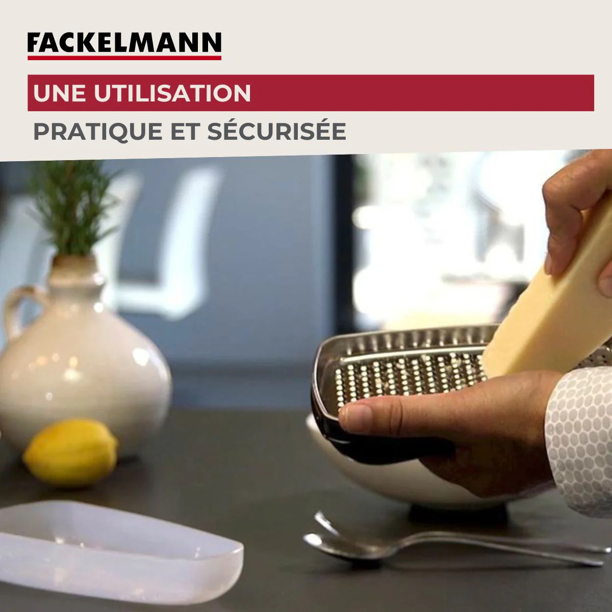 Duo Râpe à zeste longue à gros grain avec couvercle de protection 42 cm et Râpe à parmesan et sa boîte de rangement 19 cm FM Professional Gourmet
