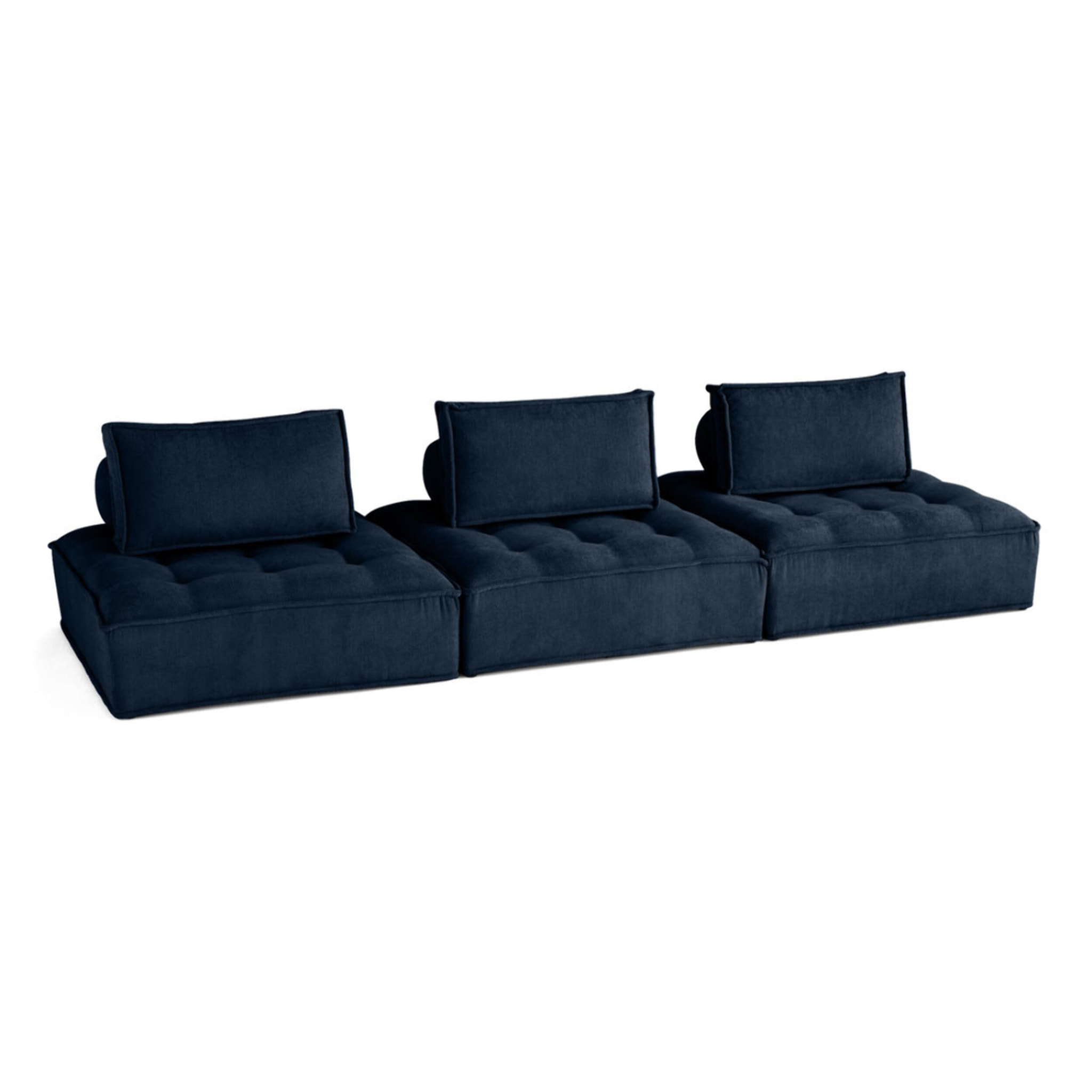 Marisol - canapé modulable droit 3 places - velours texturé - Bleu