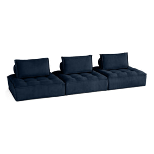 Marisol - canapé modulable droit 3 places - velours texturé - Bleu