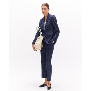 Blazer aderente in micro-corduy con stampa cashmere