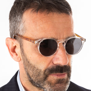 Gafas de sol OCEAN DE NIRO - Blanco transparente mate con patillas en carey y / Ahumada