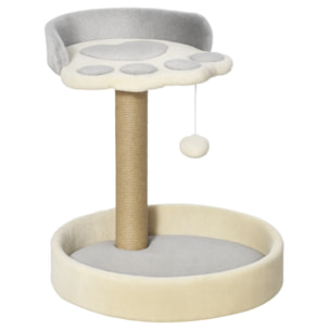 Árbol Rascador para Gatos, Árbol para Gatos, Altura 44 cm, Torre de Escalada con 2 Camas, Poste de Yute, Juguete Colgante, Gris Claro