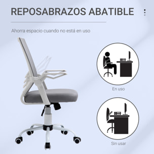 Vinsetto Silla de Oficina Ergonómica Silla Escritorio Giratoria con Altura Ajustable Reposabrazos Abatible Soporte Lumbar Transpirable para Adolescentes Adultos 62,5x55x94-104 cm Gris