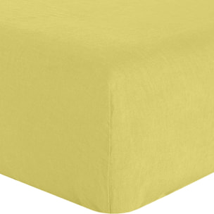 Drap housse - bonnet:30cm 100% lin lavé 160g poire