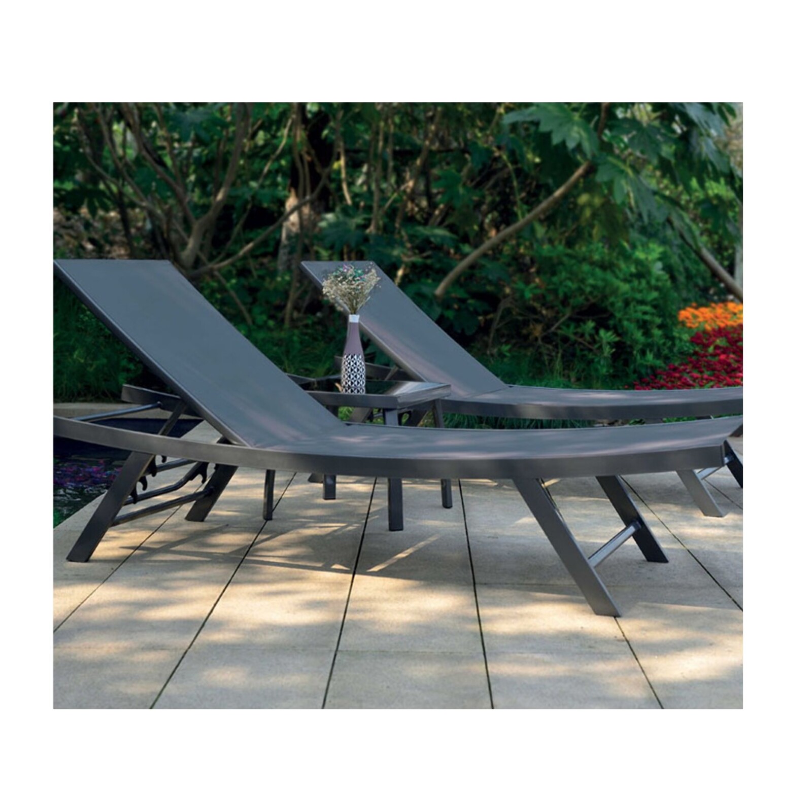 ARIO - Ensemble transat de jardin et table basse - Gris anthracite