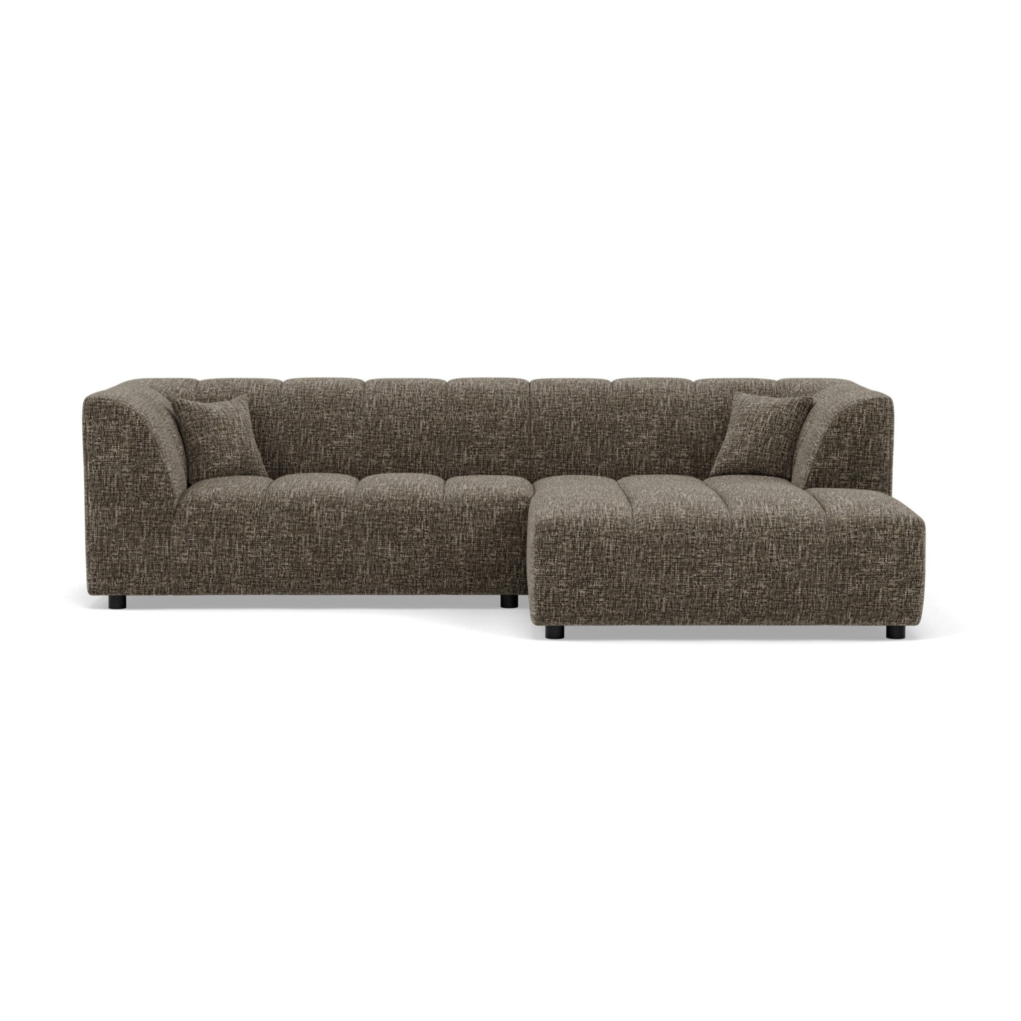 Curtis - canapé d'angle droit 4 places avec accoudoir en tissu texturé - Vert Olive