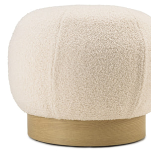 AGATHE - Pouf rond en tissu bouclette blanc D47cm